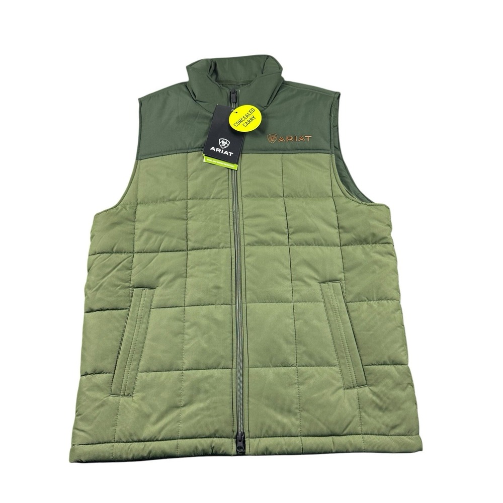 Ariat Mens Crius Insulated Vest Green Quilted Full Zip 10046733 Small